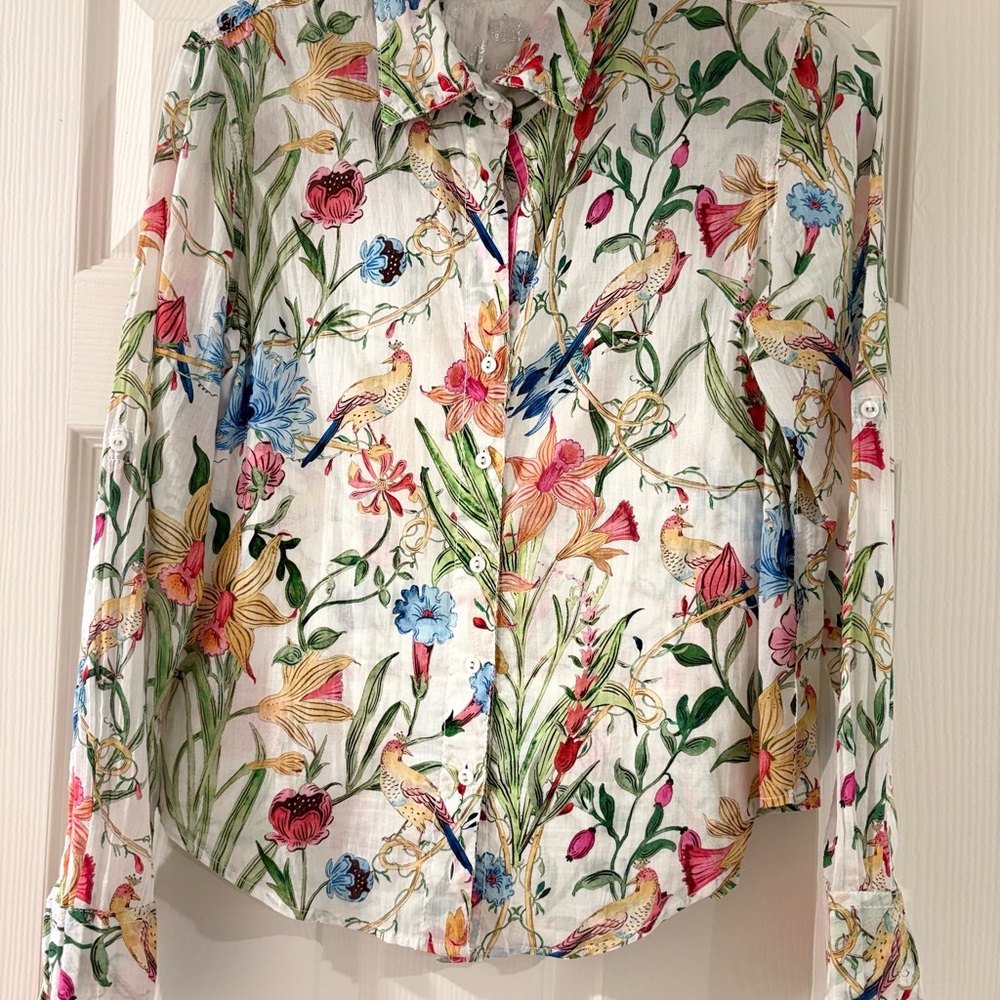 CINO Floral & Bird Button-Down Shirt 🌺🪷🪻